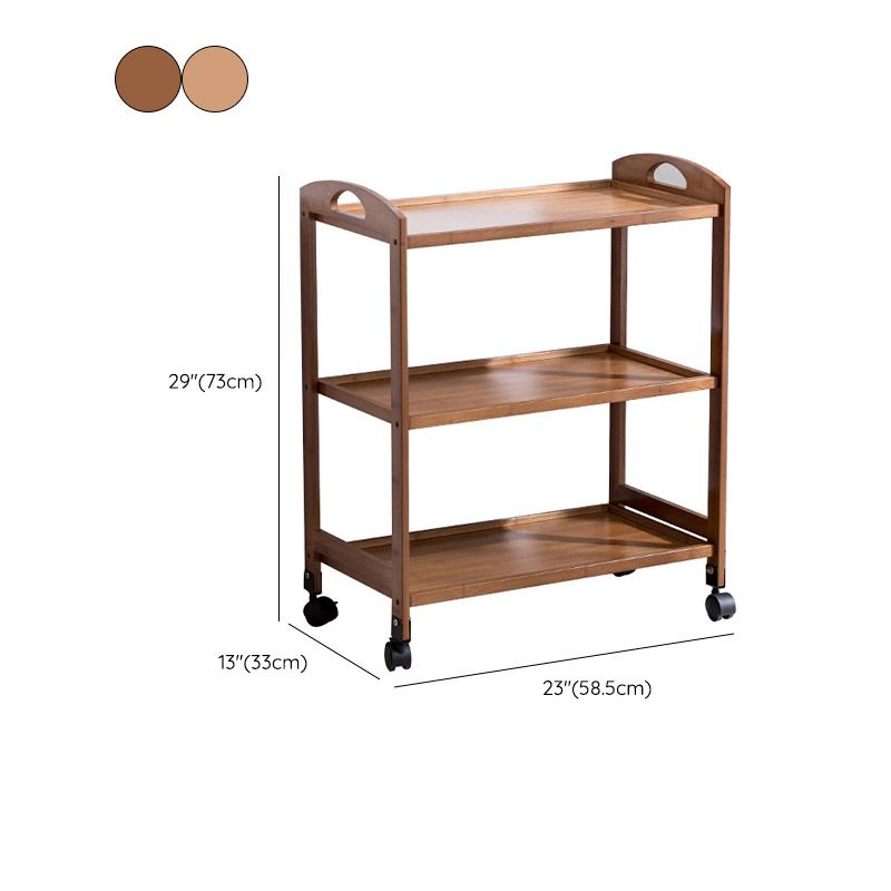 Modern Open Storage Kitchen Trolley Rolling Prep Table with Open Shelves