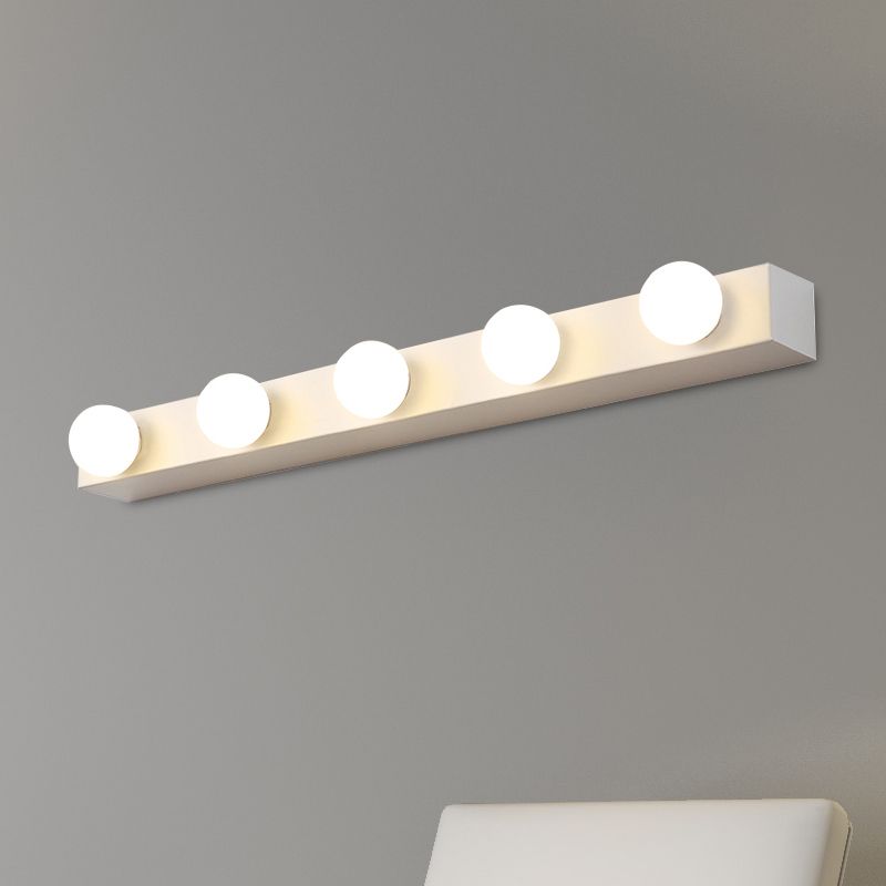 Finitura nera/bianca Open Bulb Vanity Lighting Freeture Minalismo Stile 4/5 teste Luce a parete in metallo per bagno