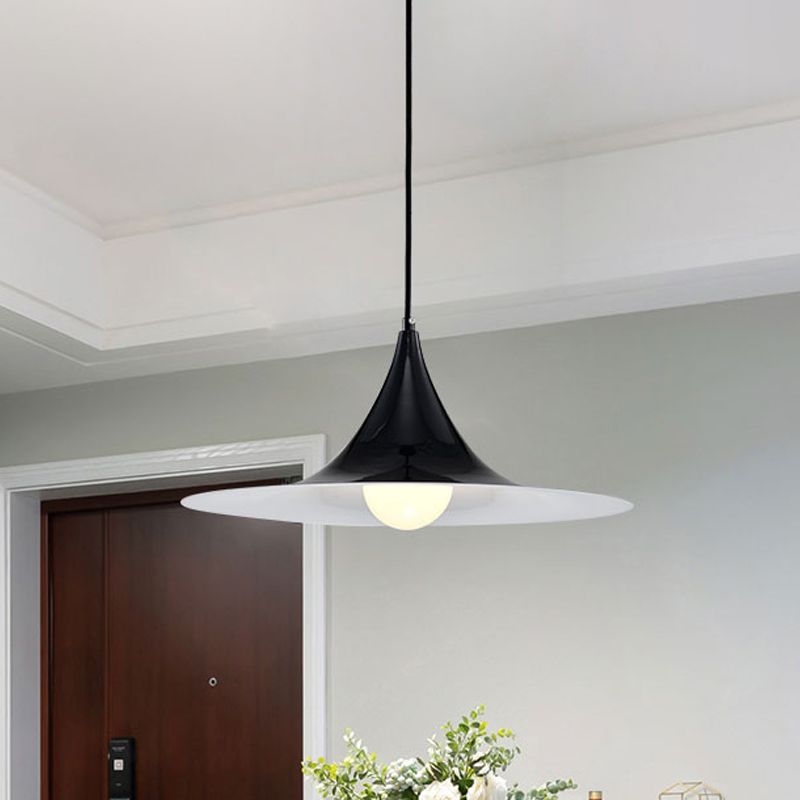 Flared Suspension Light in Nordic Style Metal 1 Light Black/White/Gold Hanging Ceiling Light