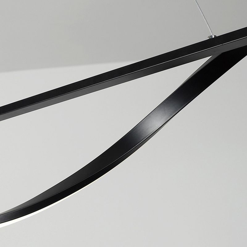 Metal Linear Pendant Light Kit Modern 1 Light Island Lights in Black