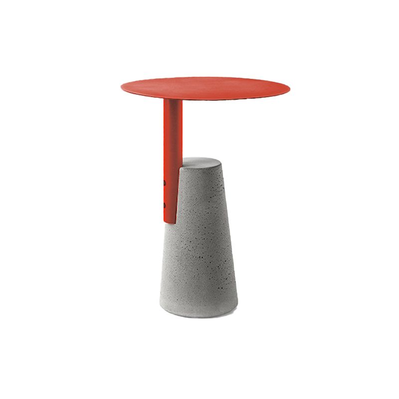 Round 1 Single Coffee Table Metal Cocktail Table with Cement Pedestal