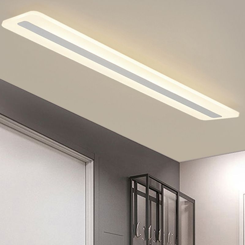 Plafonnier encastré linéaire en métal, plafonnier moderne à 1 lumière, blanc
