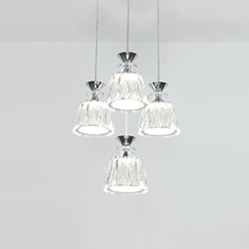 Glockenförmige Kristallcluster Anhänger moderne Chrom -LED -LED Hängende Licht für Esszimmer