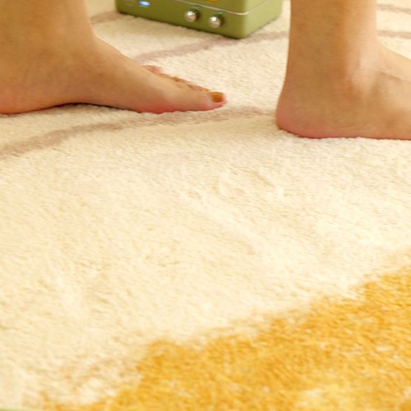 White Tone Nordic Area Carpet Polyester Color Block Rug Anti-Slip Backing Carpet for Living Room