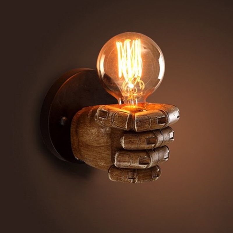 Art Decorative Wall Sconce Light Bare Bulb Fist Shape Wall Lighting for Bar Coffee Shop
