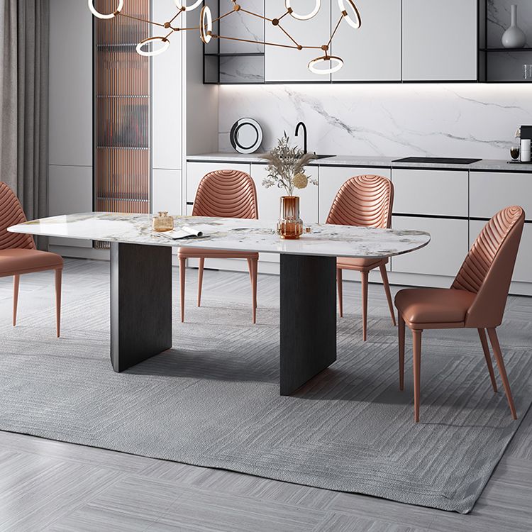 Metal Traditional Luxury Rectangle Table Sintered Stone Top Indoor Table for Home