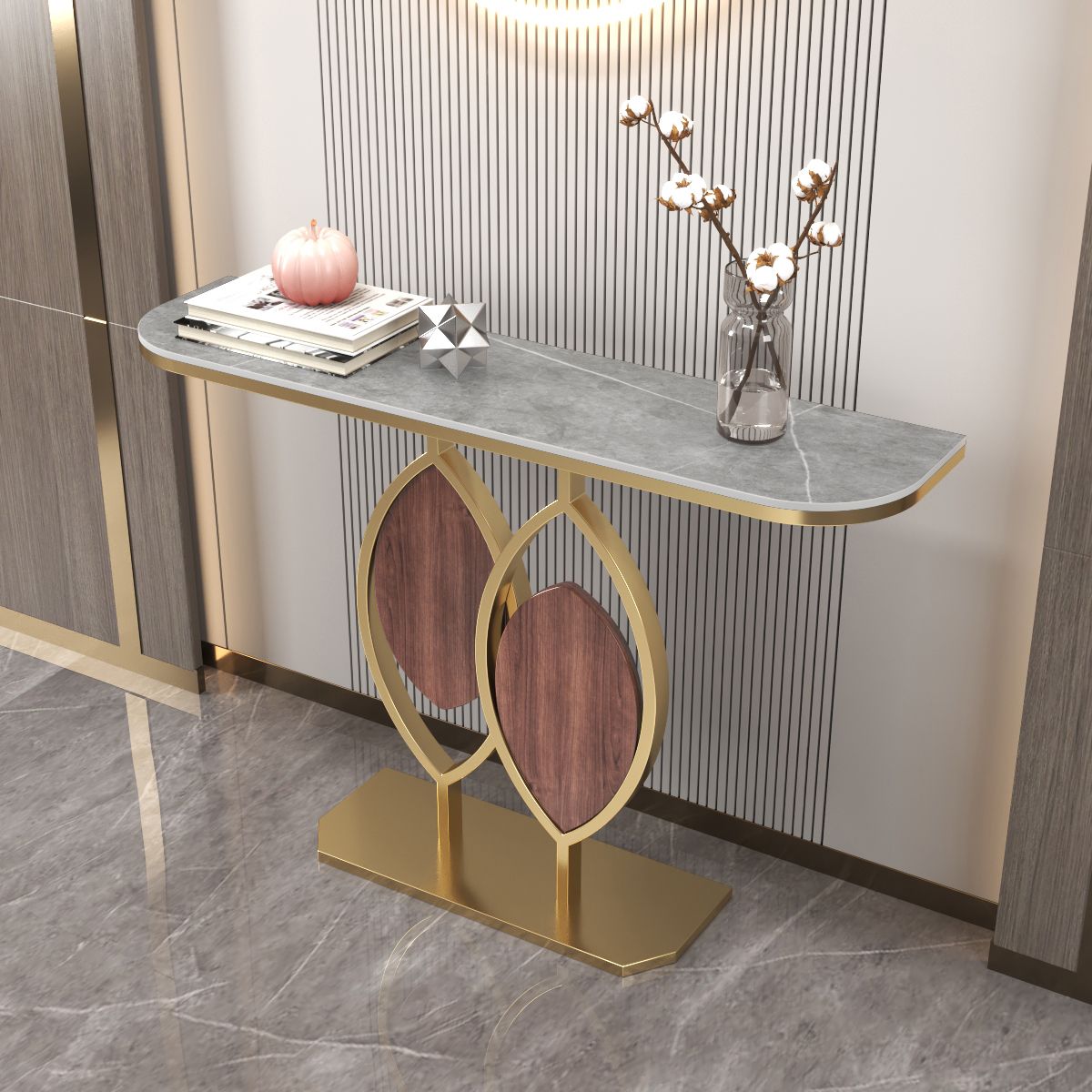 Glam Half Moon Console Sofa Table Antique Finish Console Accent Table