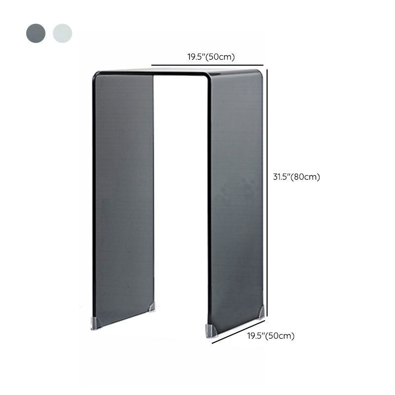 Modern Glass Sled Side End Table Minimalist Square Corner Table