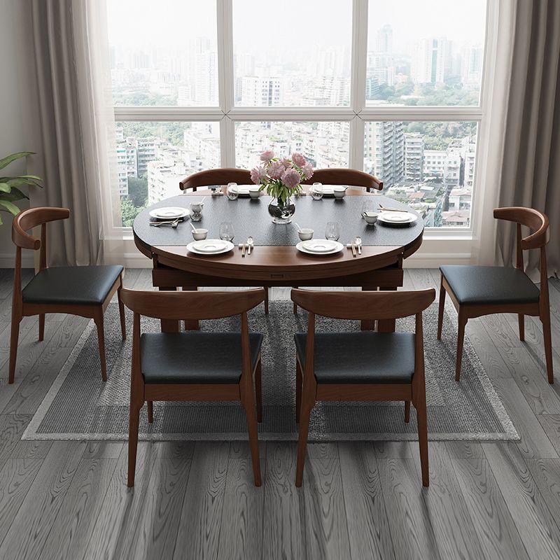 Contemporary Kitchen Dinner Table Extendable Wood Dining Table