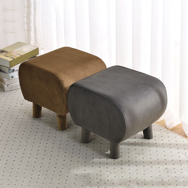 Modern Stain Resistant Standard Oval Dark Blue Velvet Indoor Pouf