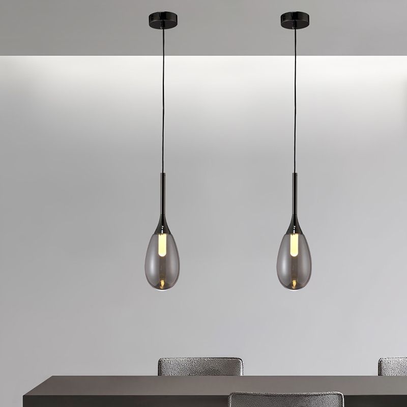 1-Light Modern Teardrop Ceiling Light with Glass Shade