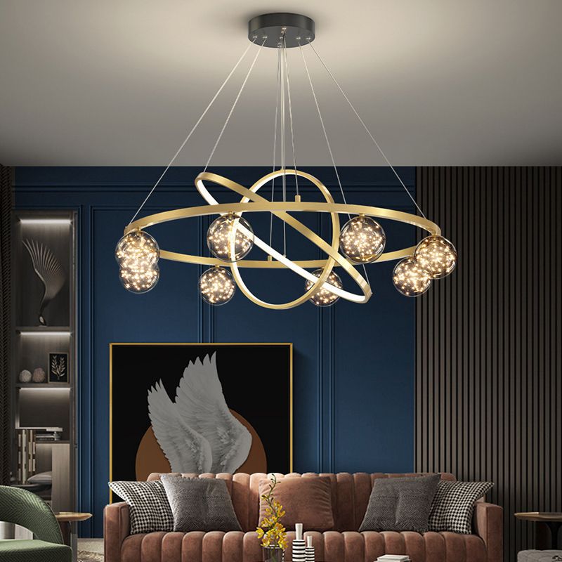 Contemporary Multi Light Glass Chandelier Light Fixtures Restaurant Hanging Chandelier