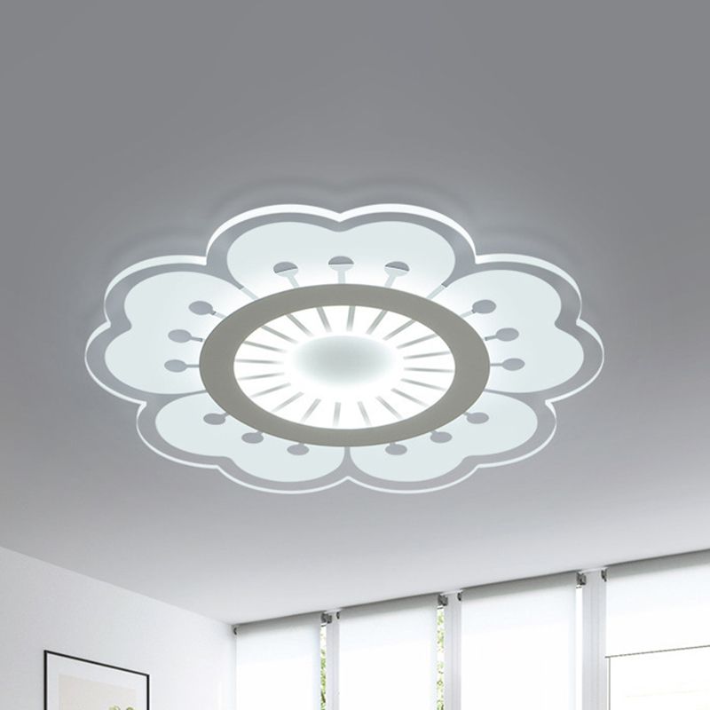 Blume Deckenbefestigung Zeitgenössische Acryl Weiß 16.5 "/20.5" Breite LED Bündig Montieren Beleuchtung, Warm/White/3 Farbe Licht