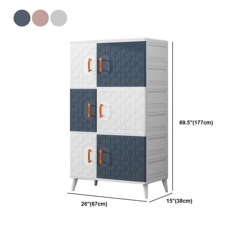 Plastic Matte Finish Storage Cabinet Contemporary Hinged Door Cabinet for Bedroom