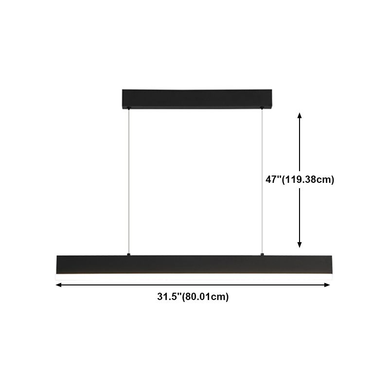 Black Island Light Modern 1-Light Rectangle Restaurant Hanging Lamp with Acrylic Shade
