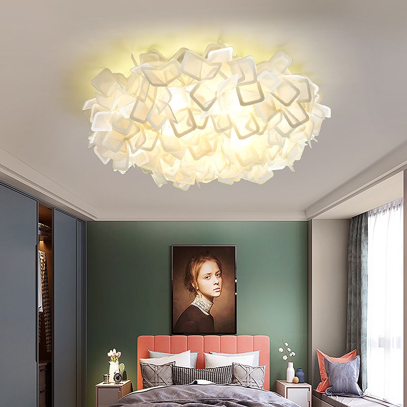 Blossoming Flower Acrylic Flush Mount Contemporary Led White/Black/Blue Flush Ceiling Light Fixture