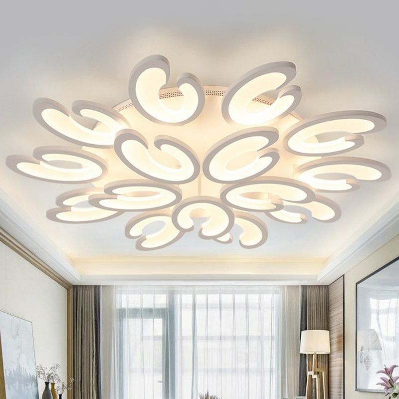 White Wing Ceiling Mounted Light Minimalist Acrylic LED Semi Flush Mount for Living Room