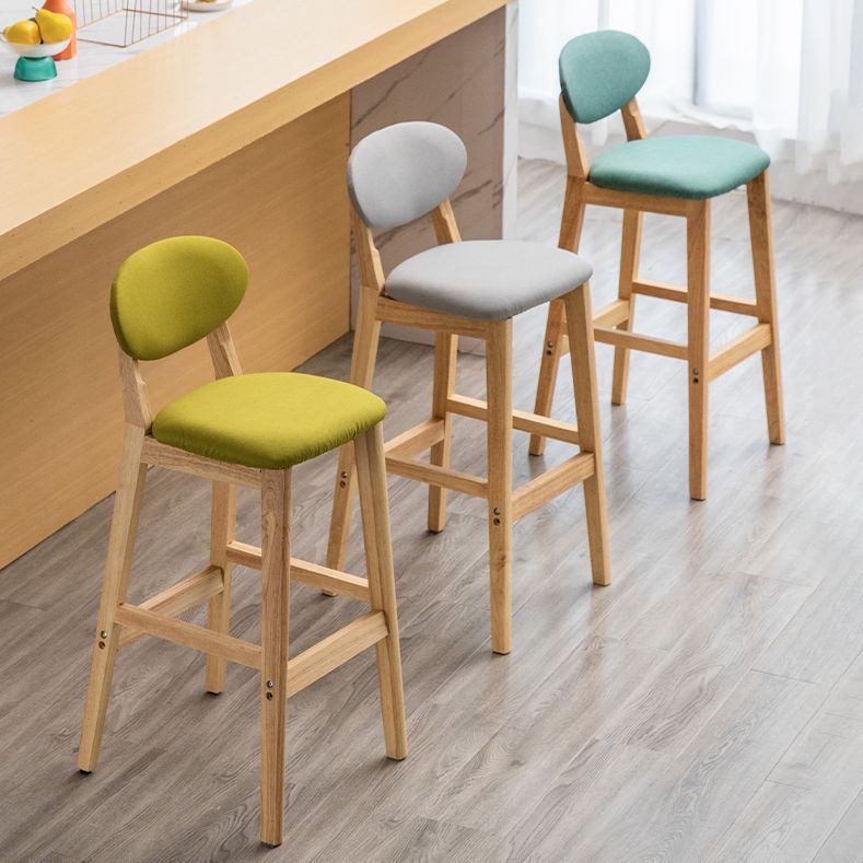 Milk Tea Shop Scandinavian Leather Stool Matte Finish Rubberwood Footrest Barstool