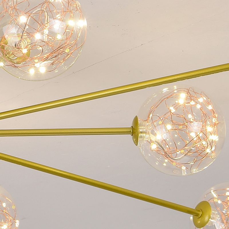 Plafonnier Spoutnik en verre LED étoilé nordique pour chambre à coucher