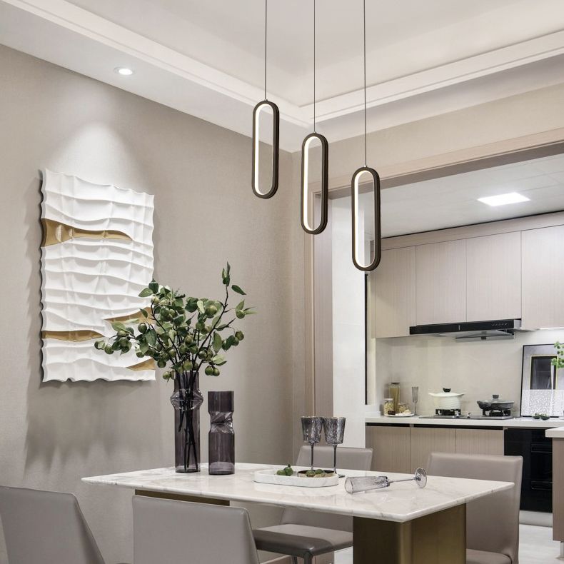 Contemporary Style Linear Island Lighting Metal Island Lighting in Black