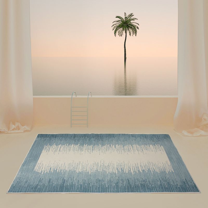 Stylish Blue Area Rug Color Block Polyester Area Carpet Anti-Slip Easy Care Rug for Living Room