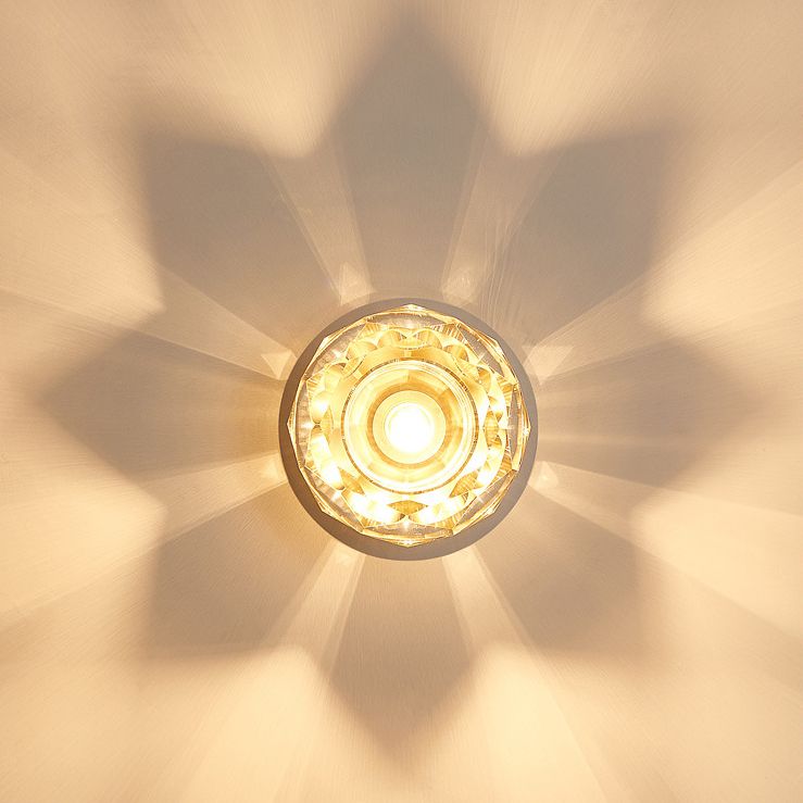 4.3 Inches Wide Crystal Ball Mini Ceiling Light Brass Ceiling Plate Flush-mount Lamp for Hallway Aisle