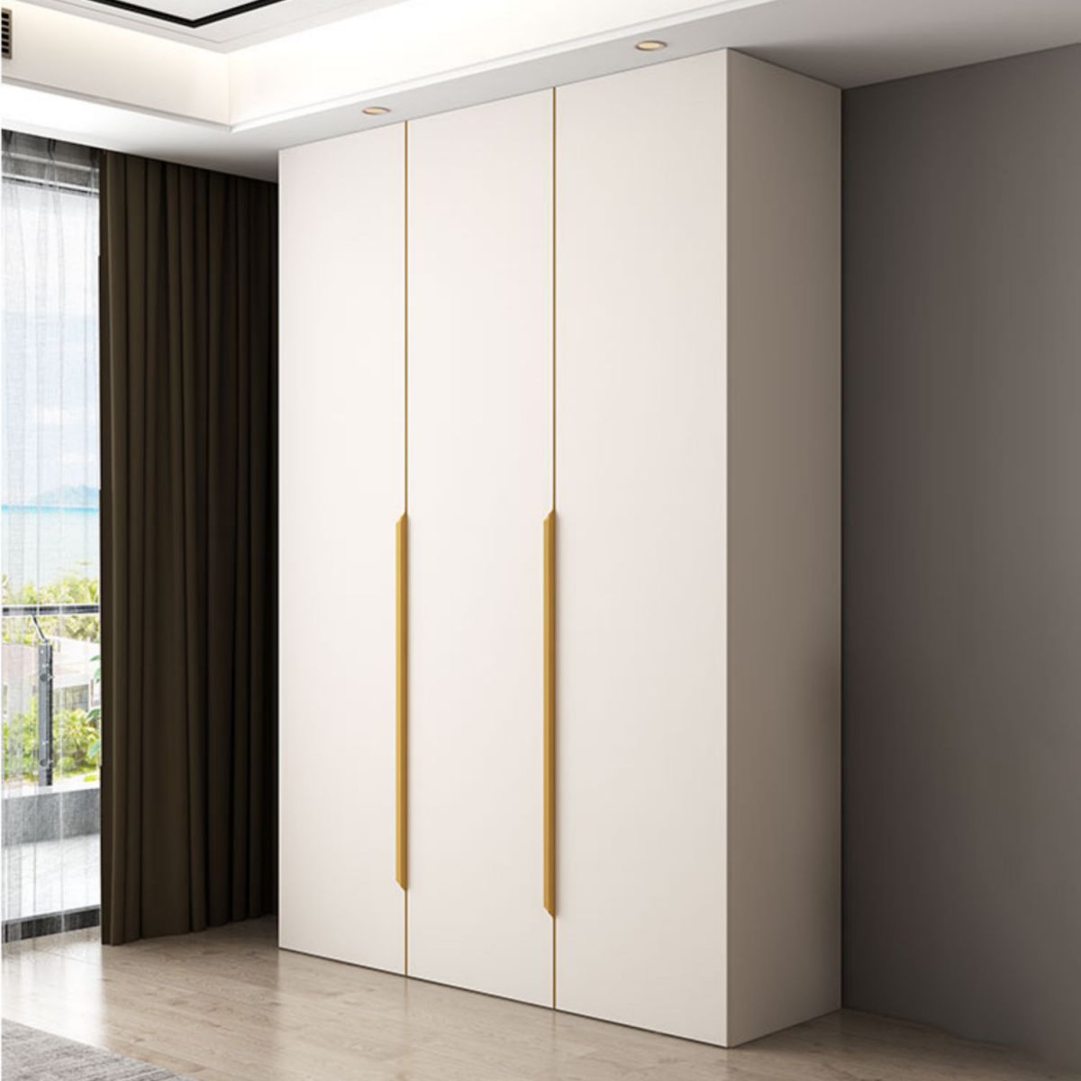Hinged Wardrobe Closet White Engineered Wood Wardrobe Armoire