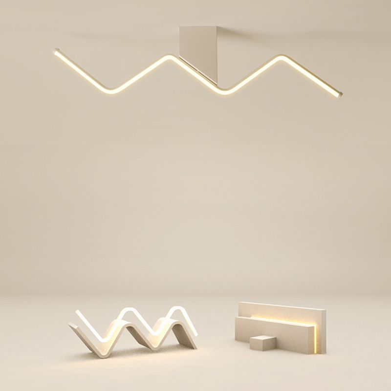 1 Light Linear Flush Mount Ceiling Light Modern Metal Ceiling Light Fixture