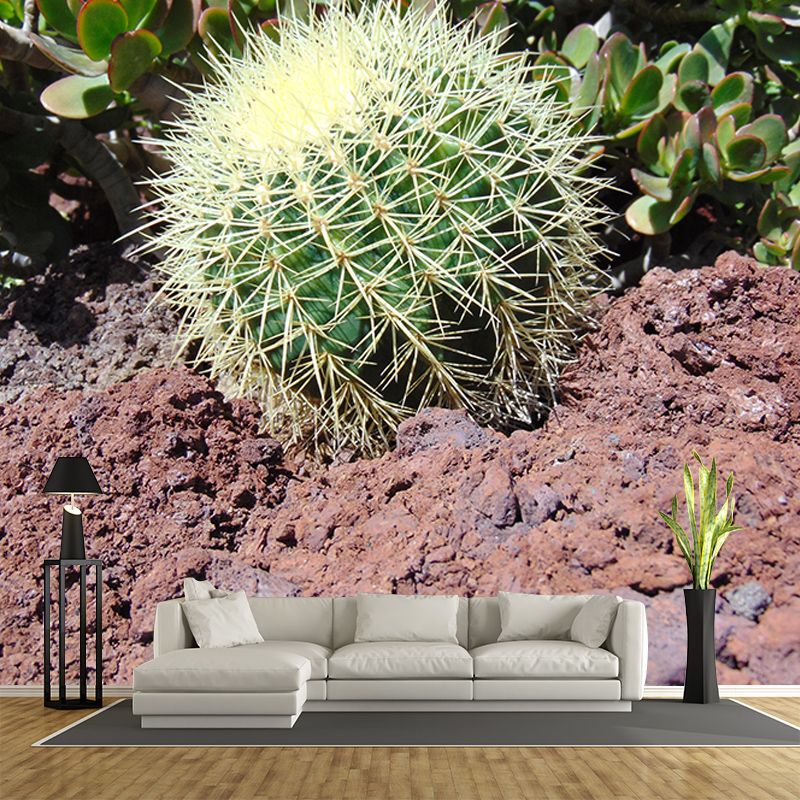 Tropical Cactus Mural Wall Covering Decorative Mildew Resistant for Living Room