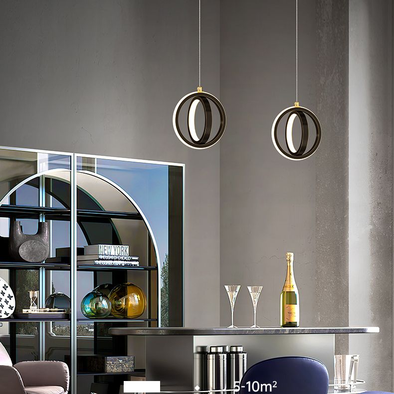 Metal Geometric Pendant Lighting Fixture Minimalist LED Pendant Ceiling Light for Bedroom