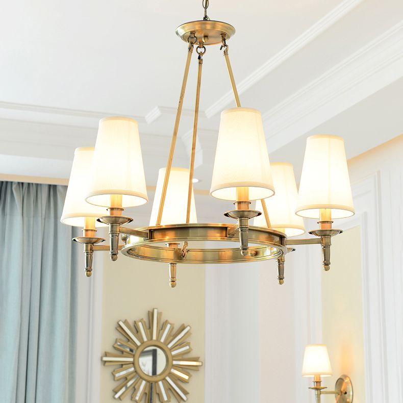 Fabric Contemporary Hanging Light Fixtures Wheel Ceiling Light for Living Room