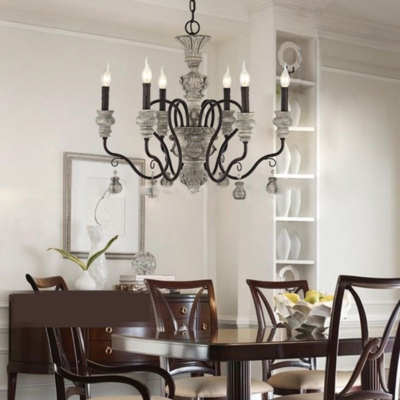 Harz Candlestick Hanging Lampe Traditionelle Esszimmer Kronleuchter in Grau