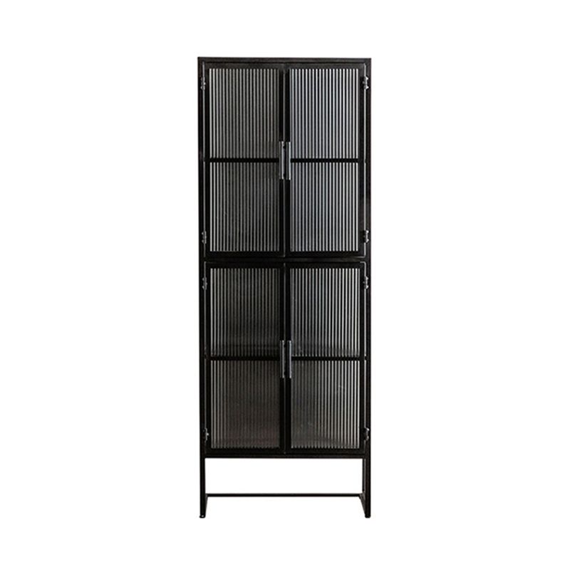 Modern Curio Cabinet Metal Glass Doors Buffet Cabinet for Dining Room
