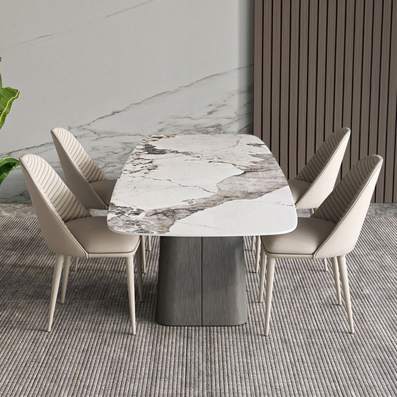 Scandinavian Style Sintered Stone Dining Table Set 1/4/5/7 Pieces Dining Set for Home Use