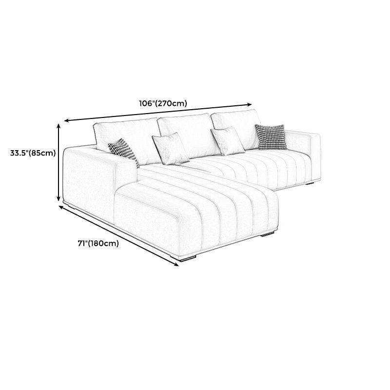 Cream Modern Faux Leather Square Arm Sofa/Sectional with Pillowed Back Cushions