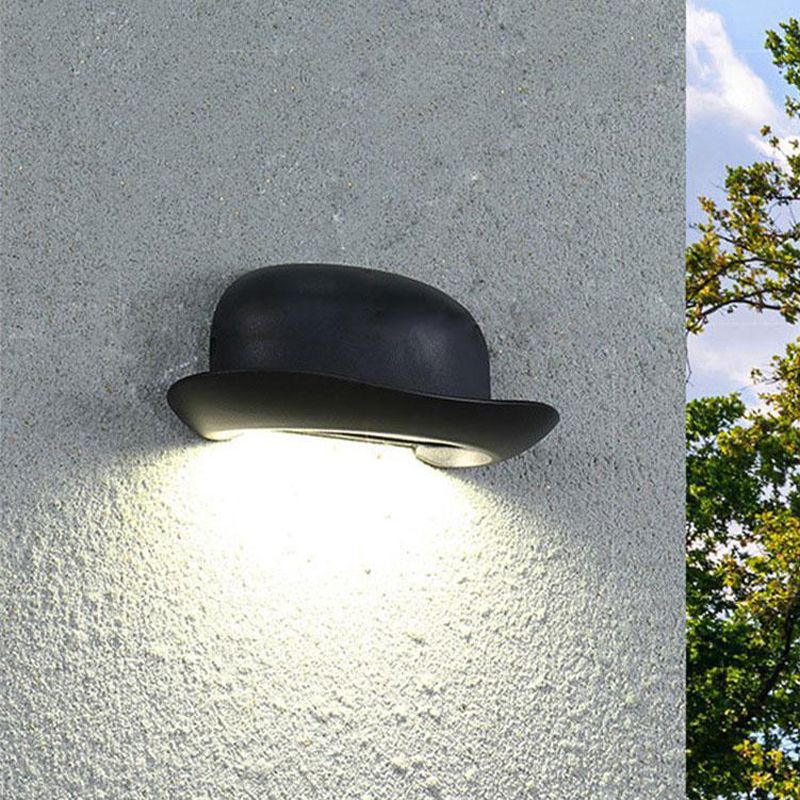 Hat Shape Wall Lamp Modern Style Metal 1 Light Wall Light in White/Black