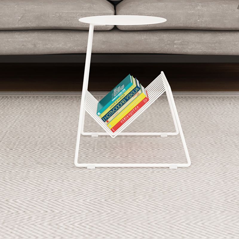 Metallic Frame End Table with Storage Round Accent Side Table