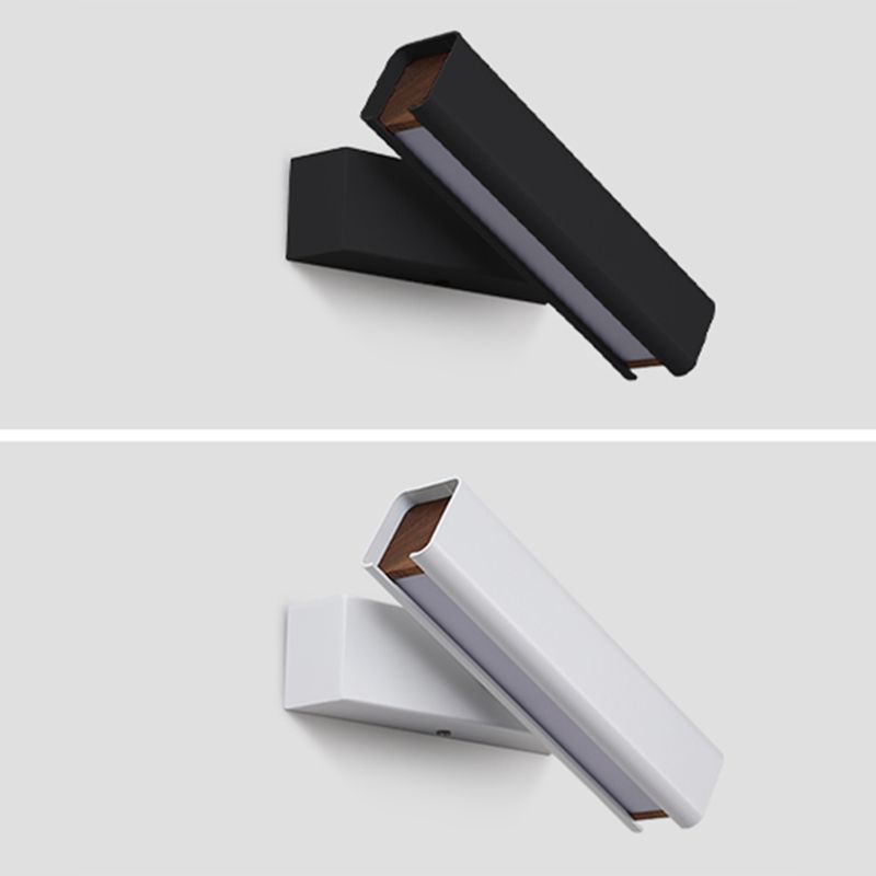 Aluminium LED Rotatable Wall Sconce in Modern Minimalist Style Wooden Wall Lamp for Bedroom