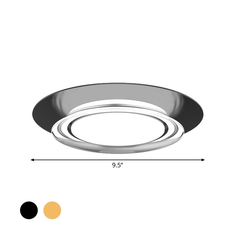 Nero / Gold Round Flush Light Fixture Simple Metal LED Soffsh Mount per Parlor in Warm / White Light