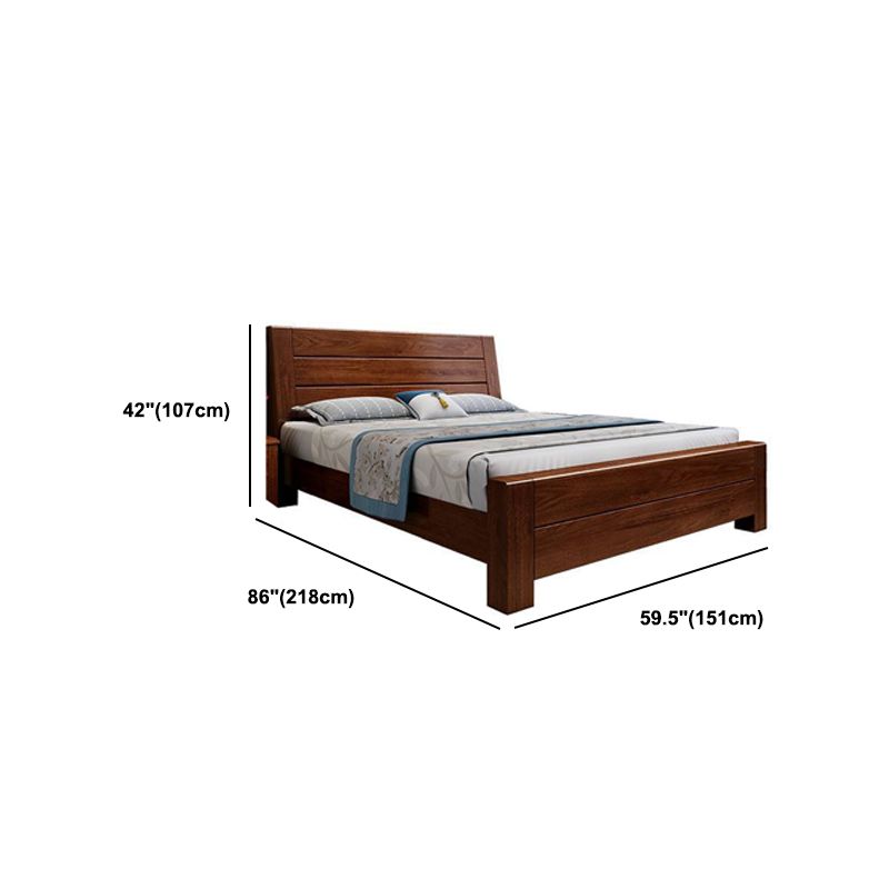 Mid-Century Modern Bed in Pine Wood with Sleigh Headboard Sleigh Bed