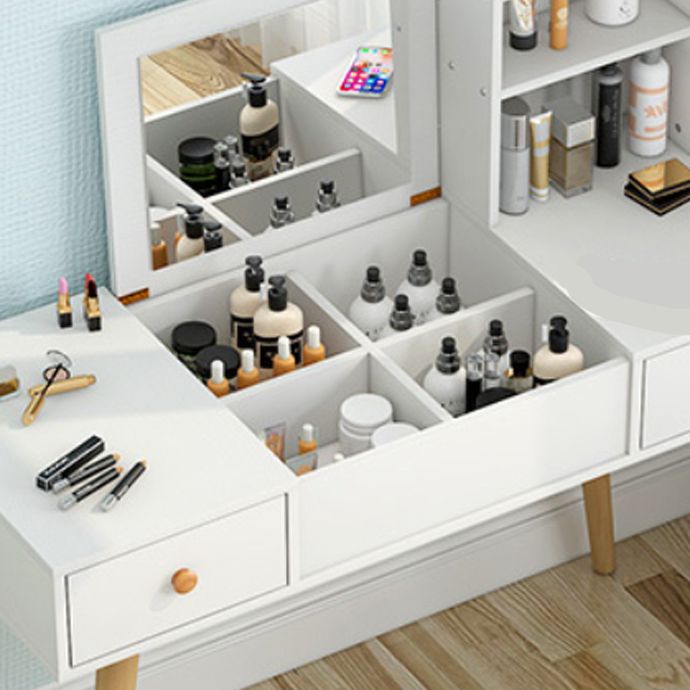 Modern Wood Flip-top Vanity Set 29.53" H Vanity Desk in White