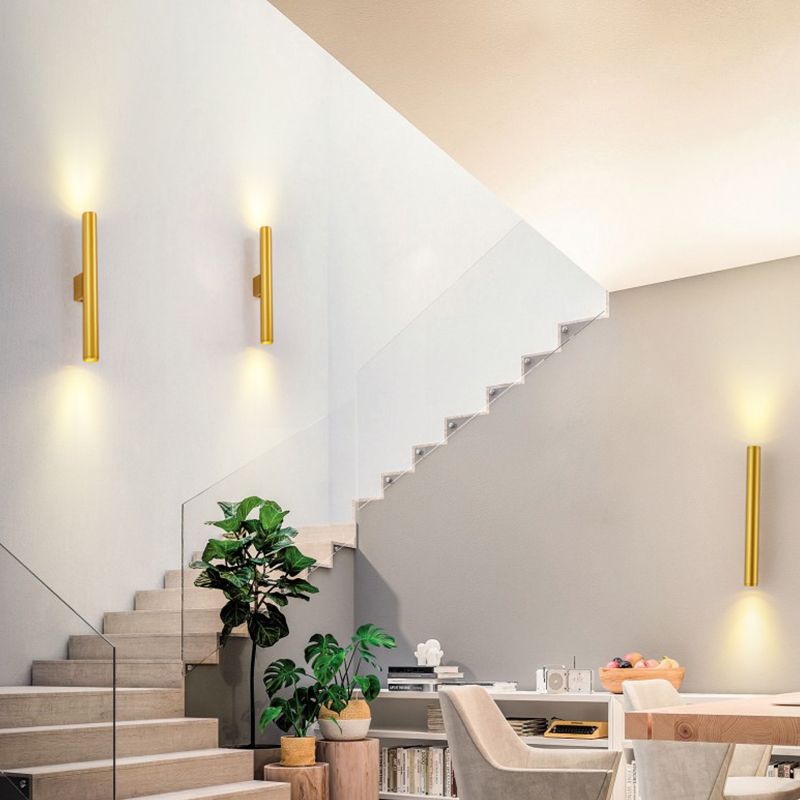 Moderne Aluminium Wandleuze Zylinderform 2 Lichter Wandleuchte für Schlafzimmer