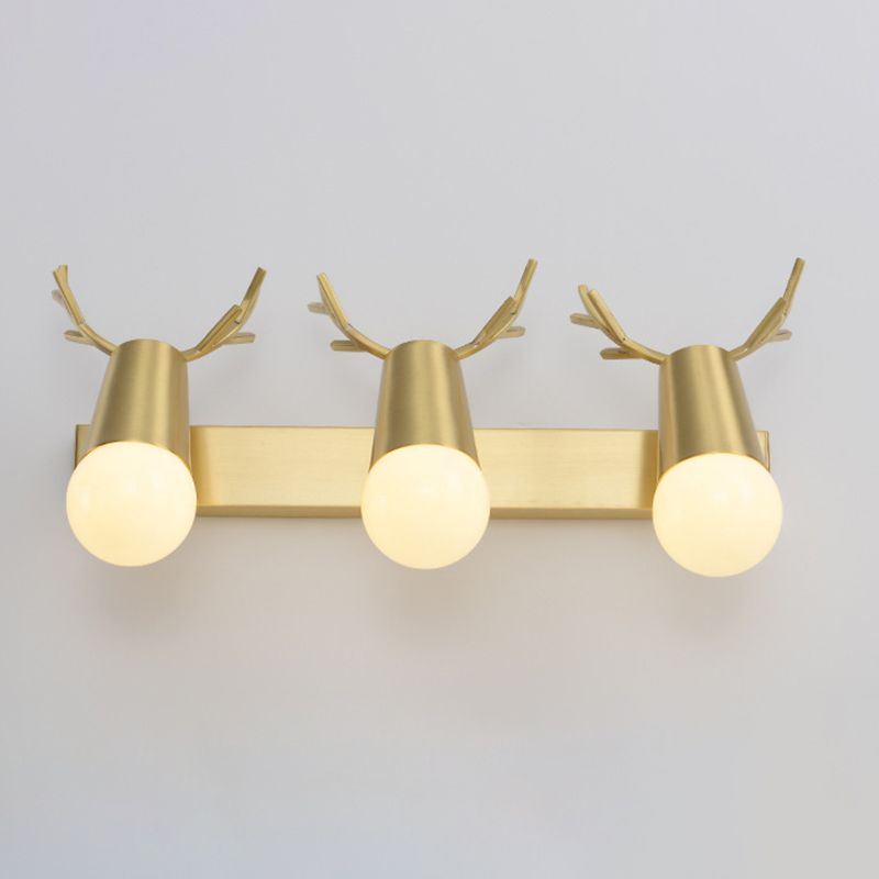 Luminaire mural mural de salle de bain Contemporain Gold Wall Gince Lighting avec des bois de l'ombre en métal