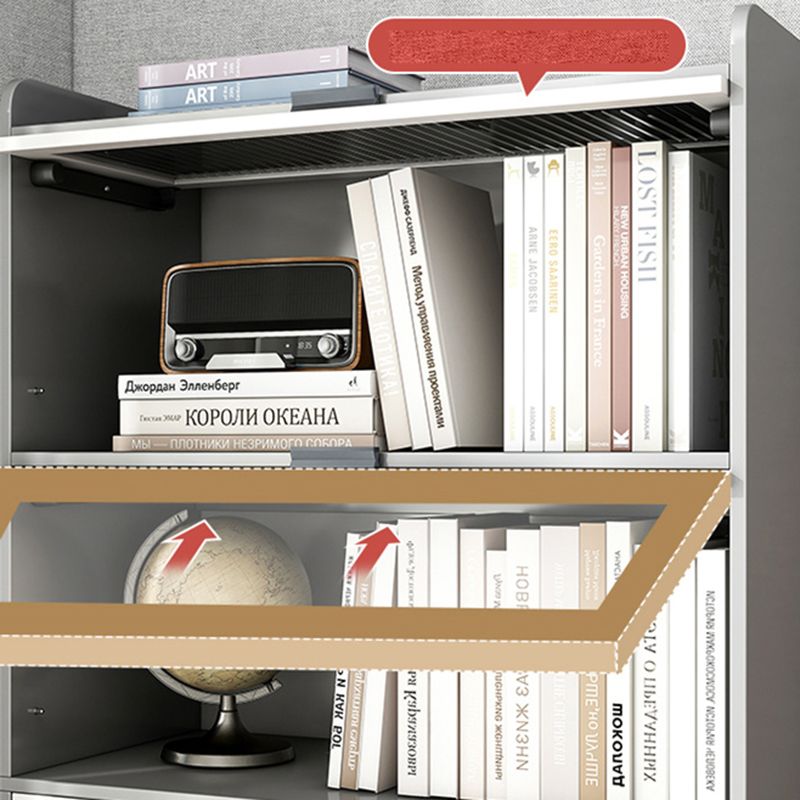 Wooden Engineered Wood Bookcase with Doors Closed Back Bookshelf Doors Included