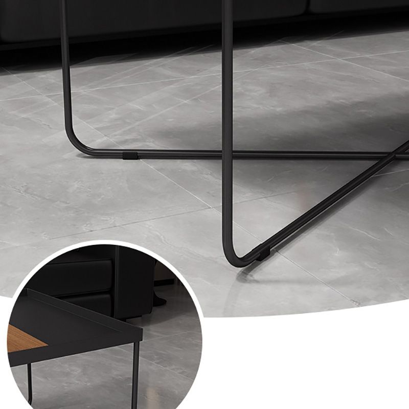 Cross Legs Coffee Table Black Iron Coffee Cocktail Table with Tray Top