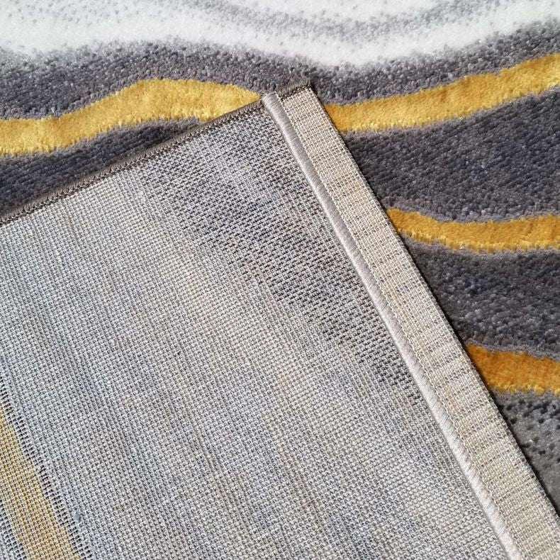 Grey Modern Rug Polyester Abstract Pattern Area Carpet Stain Resistant Area Rug for Home Decor
