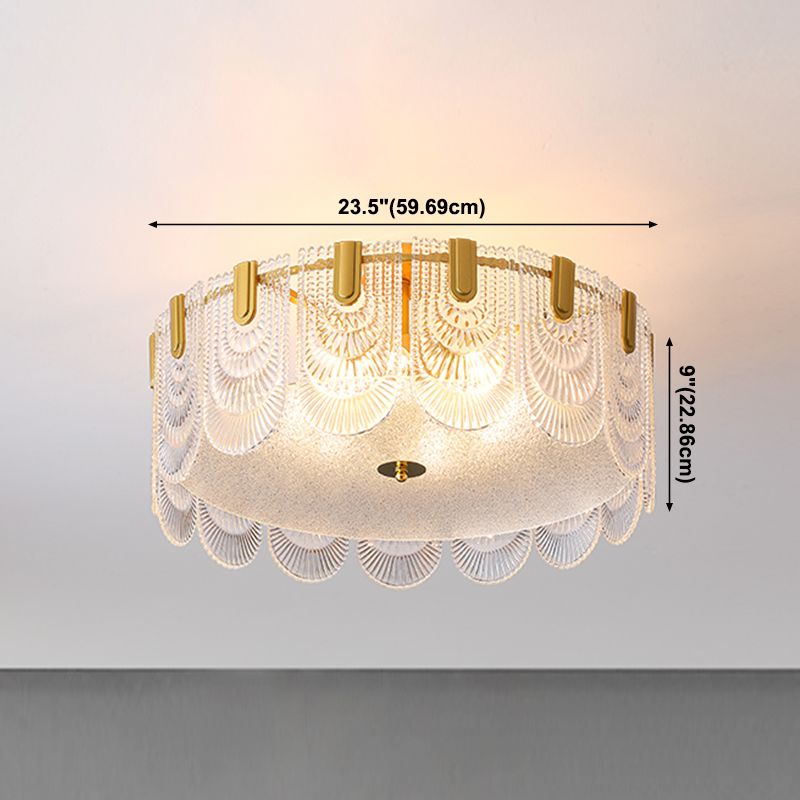 Iluminación de techo de montaje empotrado simple Lámpara de techo de vidrio contemporánea en oro