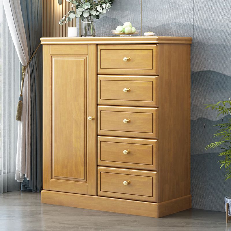 Contemporary Accent Cabinet with 1 Door and Drawers in Rubberwood