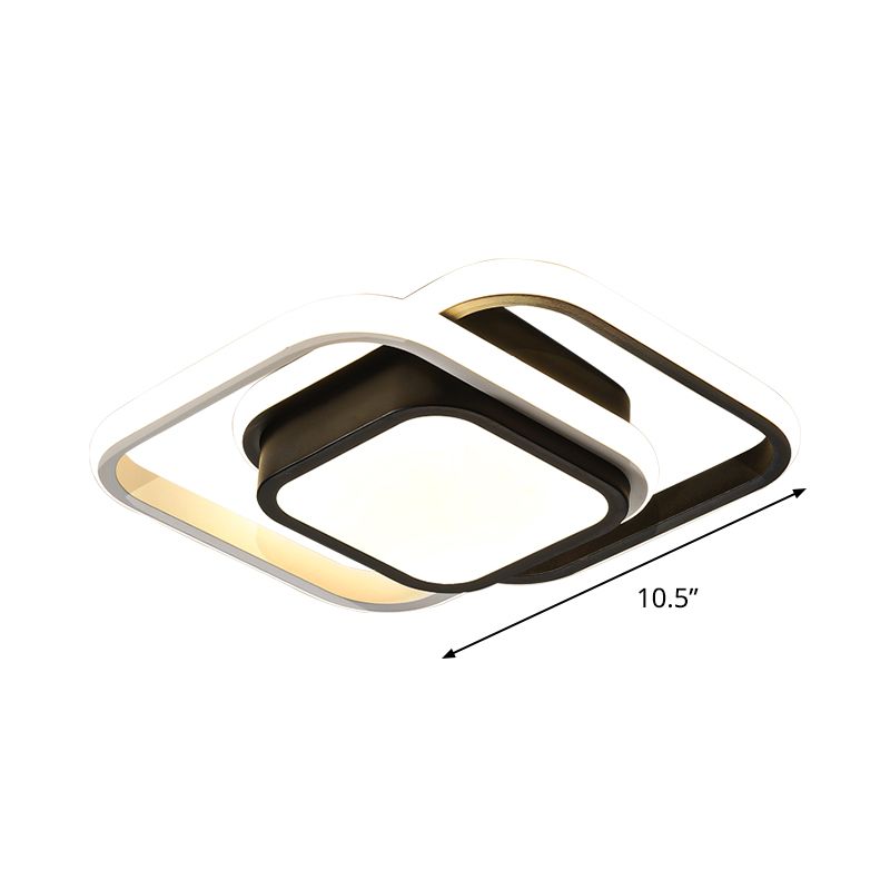 Acrylic Thin Square LED Flushmount Simplicity Black-White Ceiling Mount Light in Warm/White Light for Dress Room