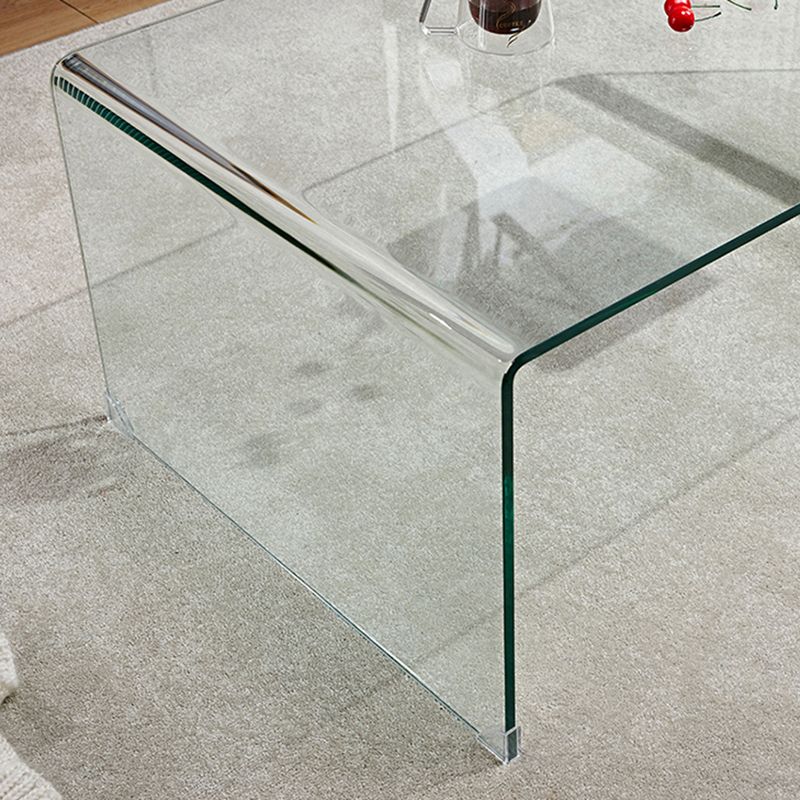 Modern Glass Sled Side End Table Minimalist Square Corner Table
